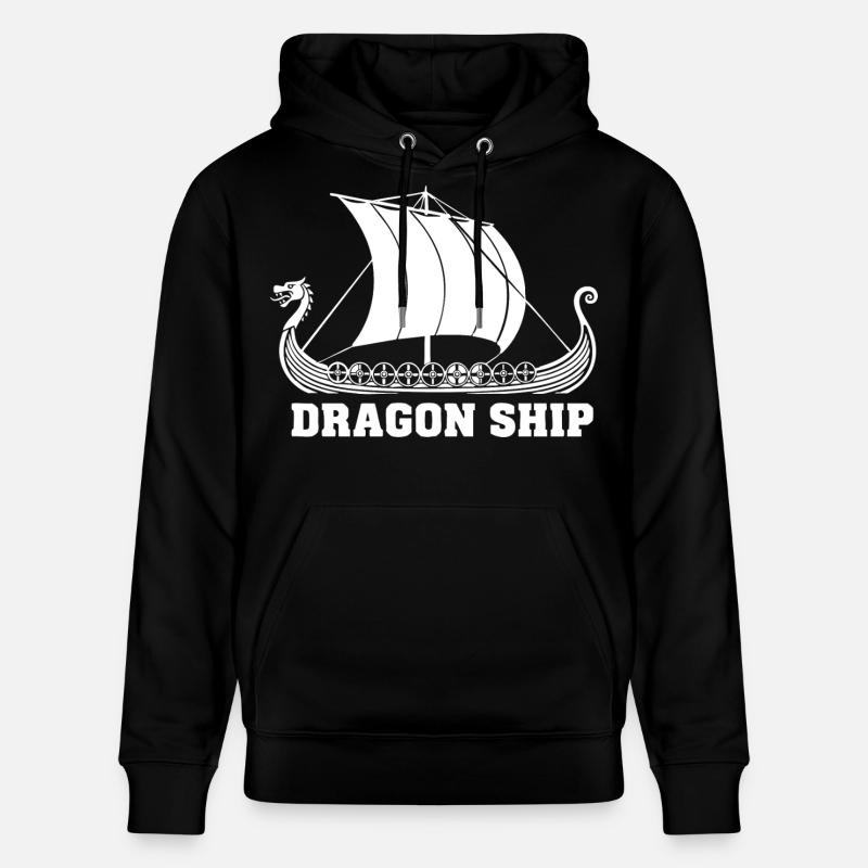 Drakkar-Drachen-Schiff Wikinger-Norse-Schiff - Stanley/Stella Unisex Bio-Hoodie CRUISER  - Schwarz
