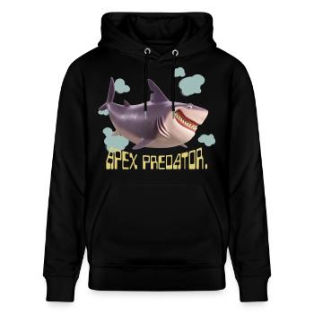 Hoppers Apex Predator Design Shark with Lettering - Stanley/Stella CRUISER Unisex Organic Hoodie - black - Front - Alina (178cm) & Michal (187cm)