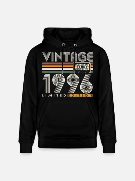 Prezent urodzinowy Vintage Vintage Retro z 1996 roku - Ekologiczna bluza z kapturem typu unisex Stanley/Stella CRUISER - czarny