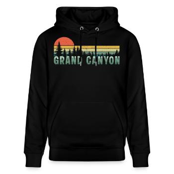 Retro Grand Canyon Nationalpark - Stanley/Stella Unisex Bio-Hoodie CRUISER  - Schwarz - Vorne - Alina (178cm) & Michal (187cm)