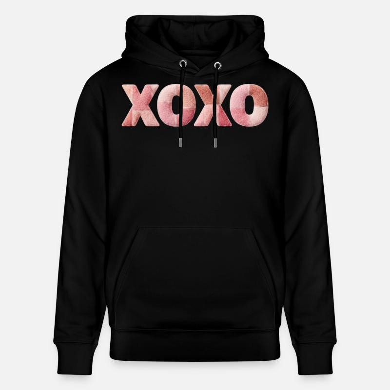 XOXO Patchwork disant Bisou-Câlin - Sweat à capuche bio CRUISER Stanley/Stella Unisexe - noir