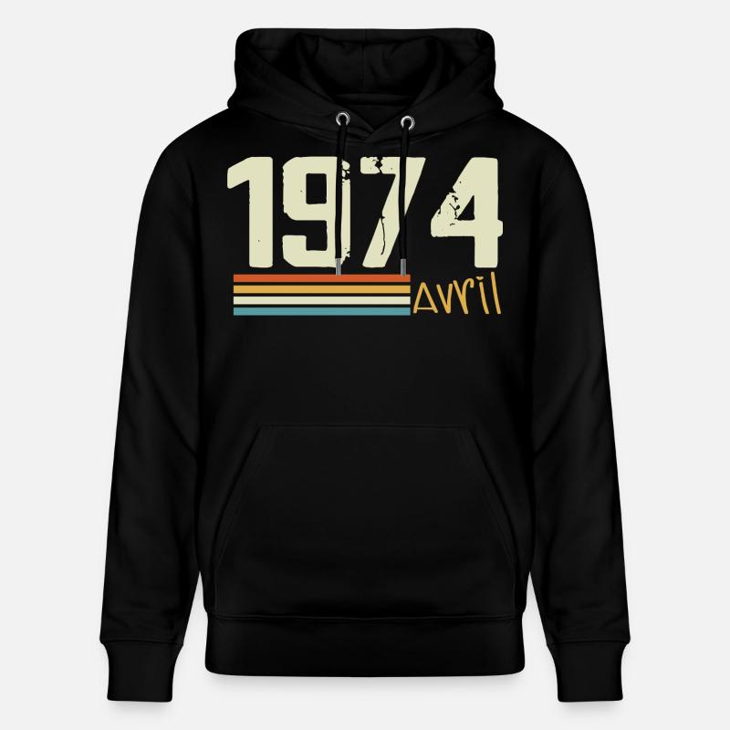 Né en avril 1974 - Sweat à capuche bio CRUISER Stanley/Stella Unisexe - noir