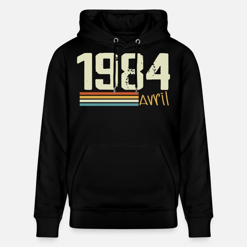 Né en avril 1984 - Sweat à capuche bio CRUISER Stanley/Stella Unisexe - noir