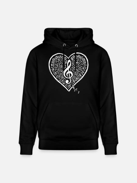 Music Heart clef love sound - Stanley/Stella CRUISER Unisex Organic Hoodie - black