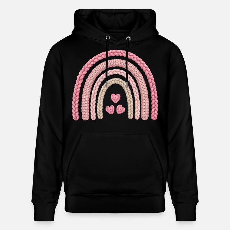 Regenbogen Rosa Strickmuster - Stanley/Stella Unisex Bio-Hoodie CRUISER - Schwarz
