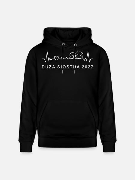 Große Schwester 2027 Herzschlag Polnisch - Stanley/Stella Unisex Bio-Hoodie CRUISER  - Schwarz
