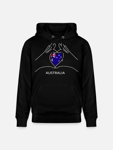 Australia Heart with Australian Flag Australia - Stanley/Stella CRUISER Unisex Organic Hoodie - black