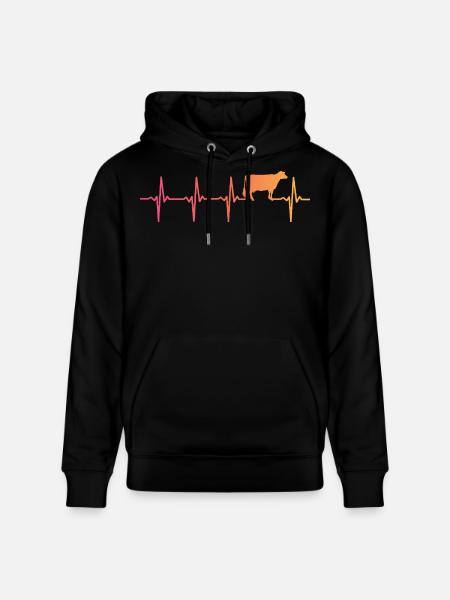 Cow Sunset Heartbeat Cows Farmer - Stanley/Stella CRUISER Unisex Organic Hoodie - black