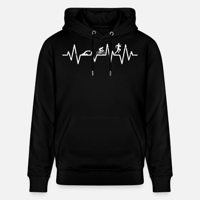 Triathlon Heartbeat Triathlète Triathlète - Sweat à capuche bio CRUISER Stanley/Stella Unisexe - noir