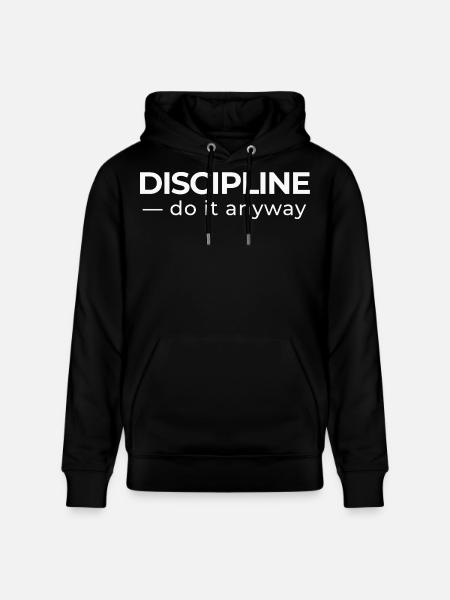 Discipline – Minimal Statement Shirt - Stanley/Stella CRUISER Unisex Organic Hoodie - black