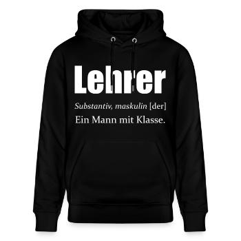 Lehrer Definition - Stanley/Stella Unisex Bio-Hoodie CRUISER  - Schwarz - Vorne - Alina (178cm) & Michal (187cm)