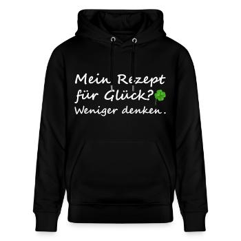 Glück Sprüche glücklich - Stanley/Stella Unisex Bio-Hoodie CRUISER  - Schwarz - Vorne - Alina (178cm) & Michal (187cm)