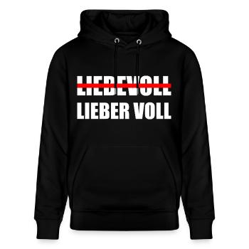 Liebevoll Lieber voll Saufen - Stanley/Stella Unisex Bio-Hoodie CRUISER  - Schwarz - Vorne - Alina (178cm) & Michal (187cm)