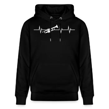 Trumpet Heartbeat - Stanley/Stella Unisex Bio-Hoodie CRUISER  - Schwarz - Vorne - Alina (178cm) & Michal (187cm)