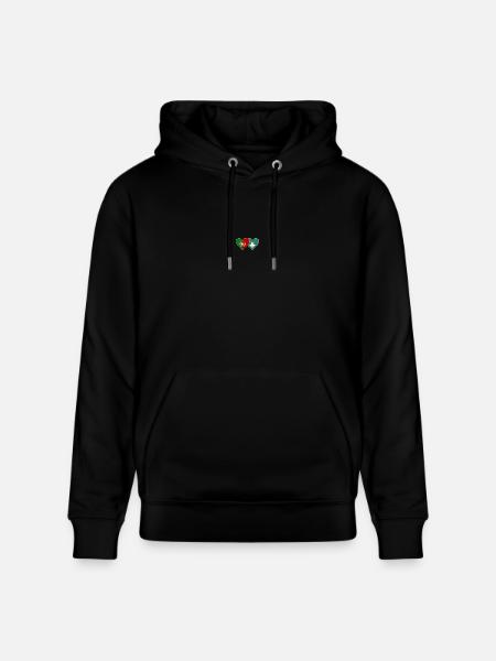 Portugal Macau Flag Heart - Stanley/Stella CRUISER Unisex Organic Hoodie - black