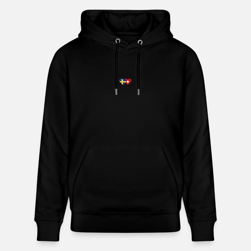 Suède Suisse Drapeau Coeur - Sweat à capuche bio CRUISER Stanley/Stella Unisexe - noir