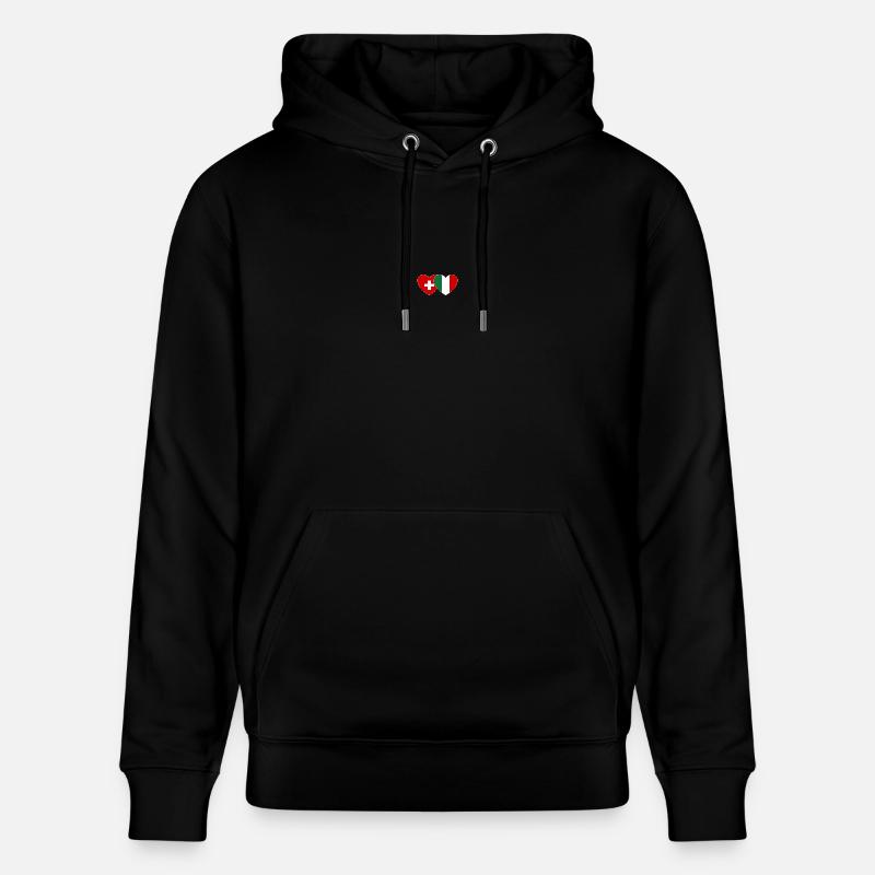 Suisse Italie Drapeau Cœur - Sweat à capuche bio CRUISER Stanley/Stella Unisexe - noir