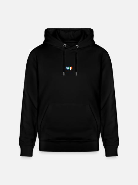 Scotland Ireland Flag Heart - Stanley/Stella CRUISER Unisex Organic Hoodie - black