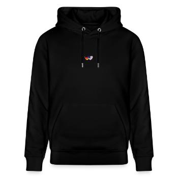 Deutschland USA Flagge Herz - Stanley/Stella Unisex Bio-Hoodie CRUISER  - Schwarz - Vorne - Alina (178cm) & Michal (187cm)