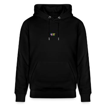 Island Jamaika Flagge Herz - Stanley/Stella Unisex Bio-Hoodie CRUISER  - Schwarz - Vorne - Alina (178cm) & Michal (187cm)