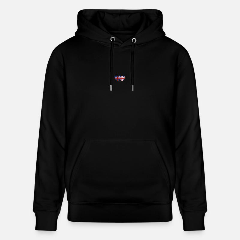 Islande Angleterre Drapeau Coeur - Sweat à capuche bio CRUISER Stanley/Stella Unisexe - noir