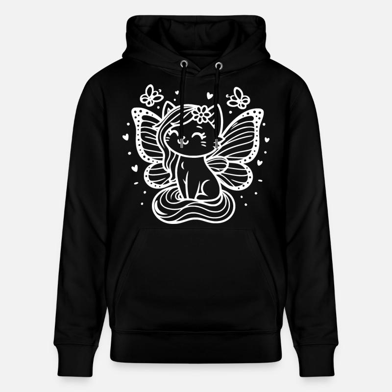 Chat ailé (blanc) - Sweat à capuche bio CRUISER Stanley/Stella Unisexe - noir