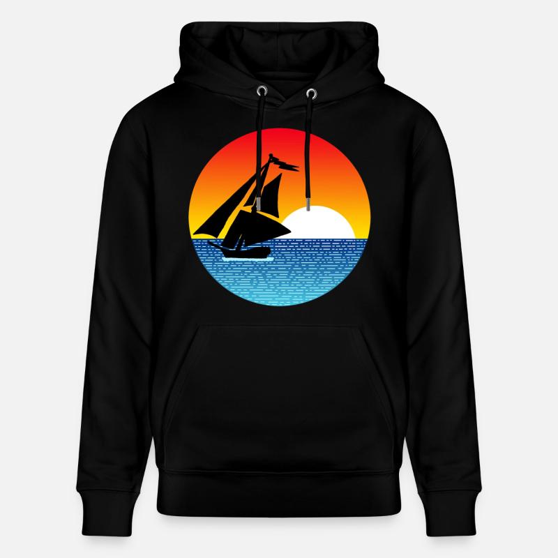 Bateau et coucher de soleil - Sweat à capuche bio CRUISER Stanley/Stella Unisexe - noir