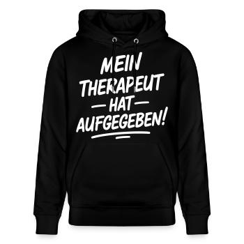 Mein Therapeut hat aufgegeben - Stanley/Stella Unisex Bio-Hoodie CRUISER  - Schwarz - Vorne - Alina (178cm) & Michal (187cm)