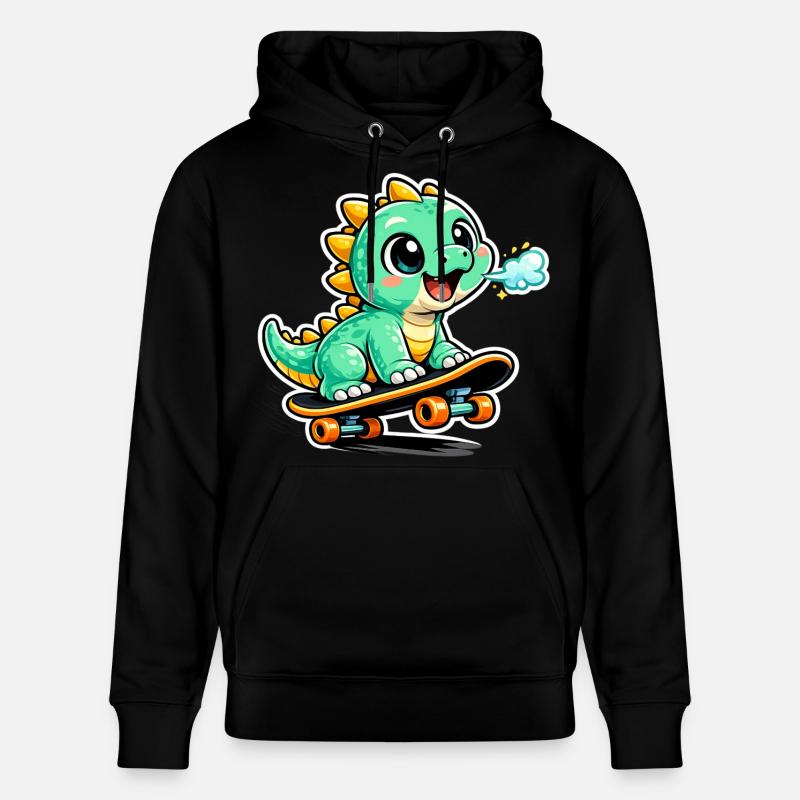 Héros du skateboard Dino vert - Sweat à capuche bio CRUISER Stanley/Stella Unisexe - noir
