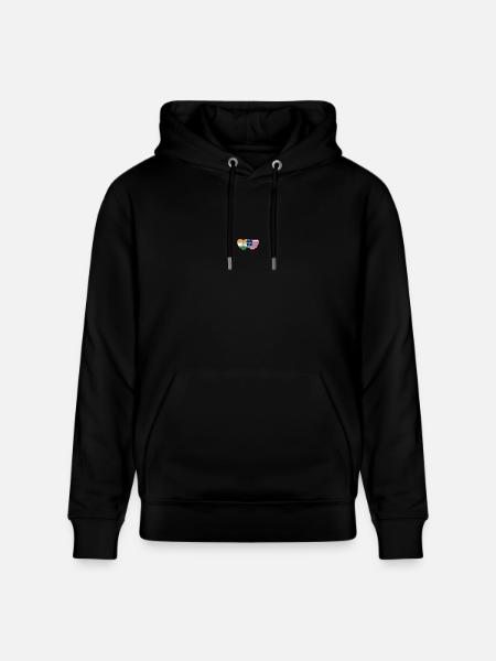 India USA Flag Heart - Stanley/Stella CRUISER Unisex Organic Hoodie - black