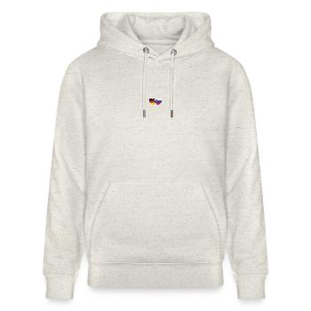 Deutschland Slowenien Flagge Herz - Stanley/Stella Unisex Bio-Hoodie CRUISER  - Beige meliert - Vorne - Alina (178cm) & Michal (187cm)