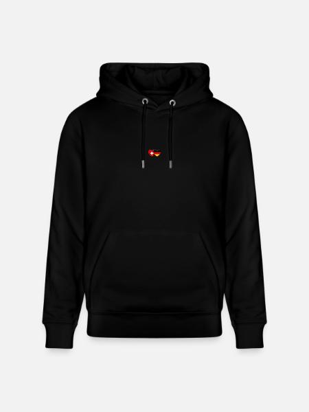 Switzerland Germany Flag Heart - Stanley/Stella CRUISER Unisex Organic Hoodie - black
