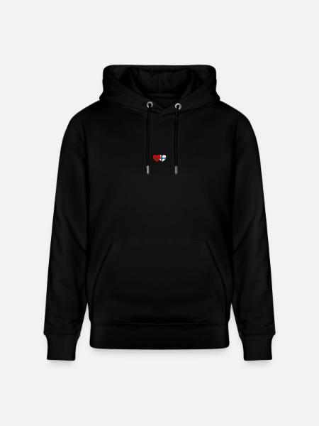 Morocco Finland Flag Heart - Stanley/Stella CRUISER Unisex Organic Hoodie - black