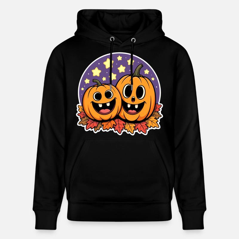 Deux citrouilles heureuses d’automne - Sweat à capuche bio CRUISER Stanley/Stella Unisexe - noir