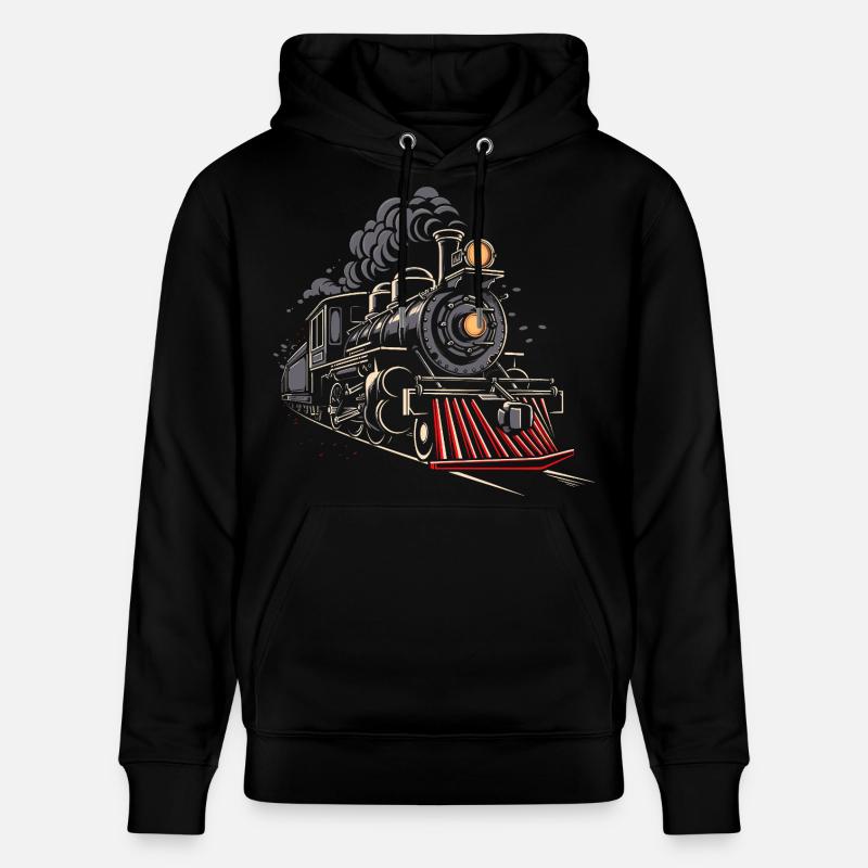 Graphiques de locomotive à vapeur - Sweat à capuche bio CRUISER Stanley/Stella Unisexe - noir