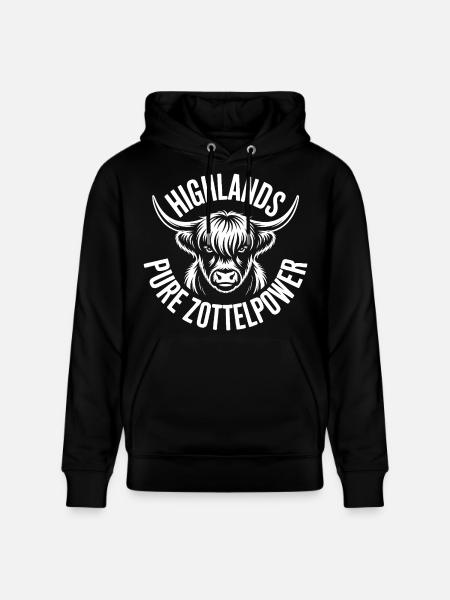 Highland Cow Emblem - Stanley/Stella CRUISER Unisex Organic Hoodie - black