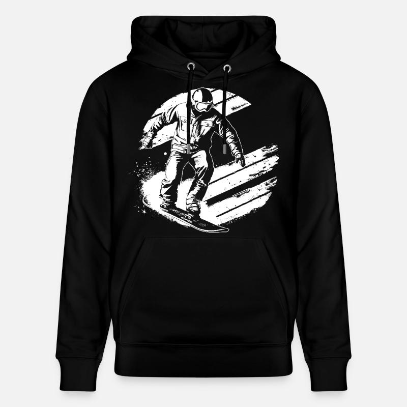 Dessin de snowboarder - Sweat à capuche bio CRUISER Stanley/Stella Unisexe - noir