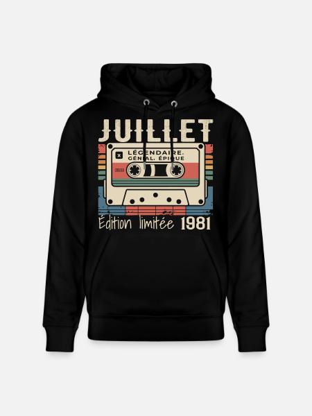 July 1981 Birthday Gift July 1981 - Stanley/Stella CRUISER Unisex Organic Hoodie - black