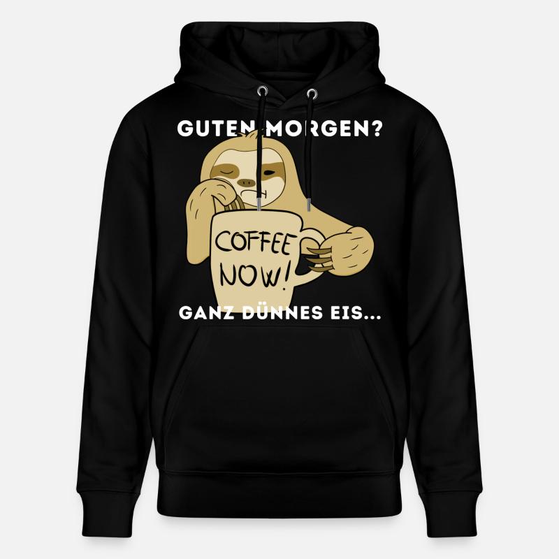 Langschläfer Kaffee Morgen Sloth - Stanley/Stella Unisex Bio-Hoodie CRUISER  - Schwarz