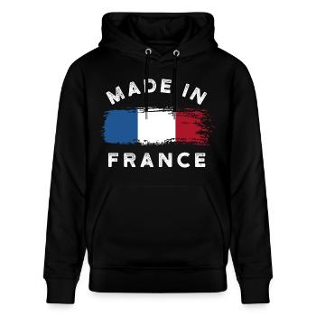 Fabriqué en France - Drapeau France - Sweat à capuche bio CRUISER Stanley/Stella Unisexe - noir - Devant - Alina (178cm) & Michal (187cm)
