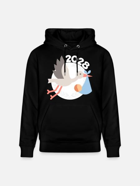 Cigogne avec bébé 2028 - Sweat à capuche bio CRUISER Stanley/Stella Unisexe - noir