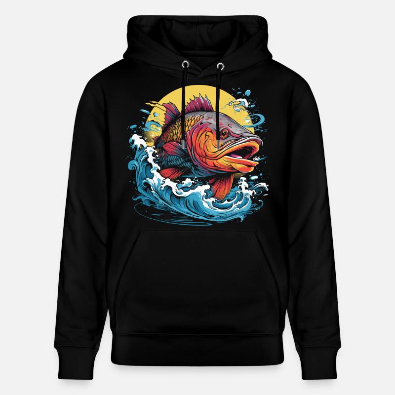 Illustration de pêche - Sweat à capuche bio CRUISER Stanley/Stella Unisexe - noir