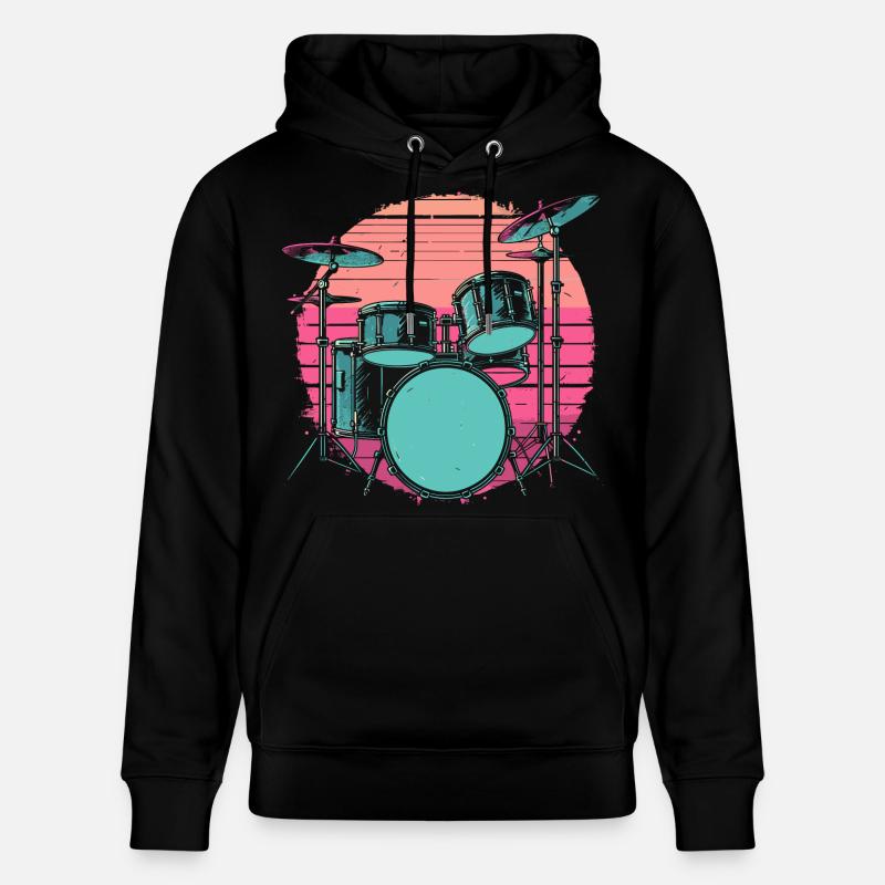Schlagzeug Synthwave - Stanley/Stella Unisex Bio-Hoodie CRUISER  - Schwarz