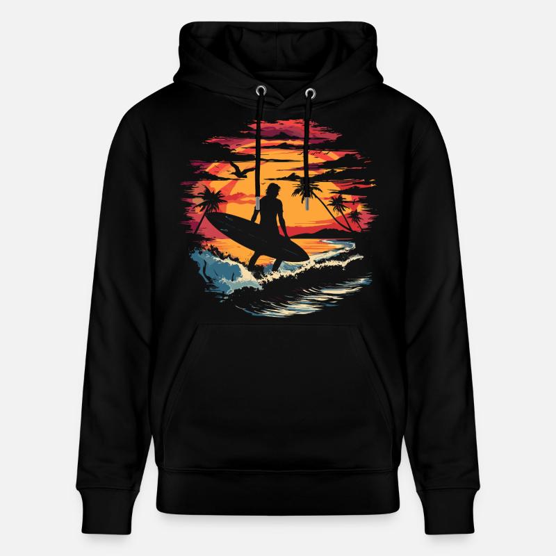 Graphisme Surfer - Sweat à capuche bio CRUISER Stanley/Stella Unisexe - noir