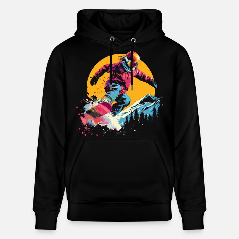 Snowboarder Synthwave - Sweat à capuche bio CRUISER Stanley/Stella Unisexe - noir