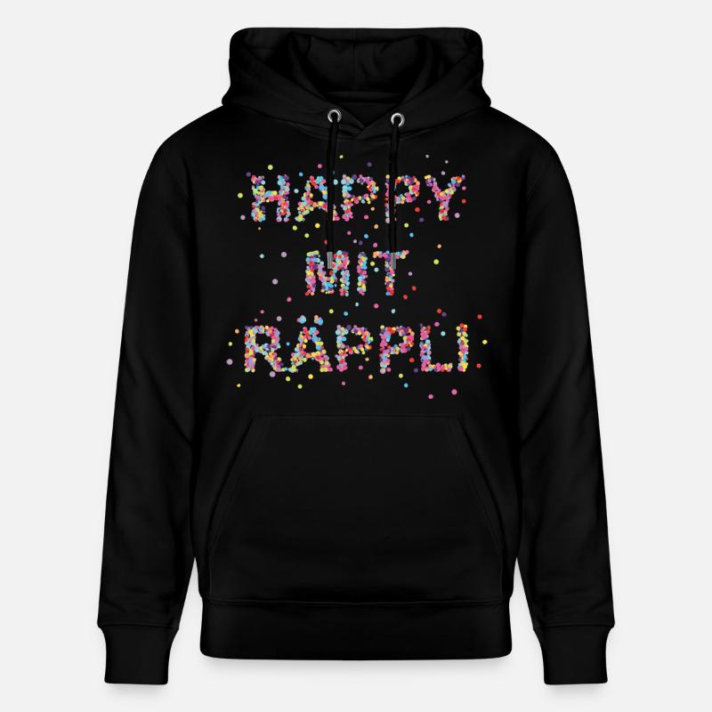 Happy mit Räppli - Stanley/Stella Unisex Bio-Hoodie CRUISER  - Schwarz