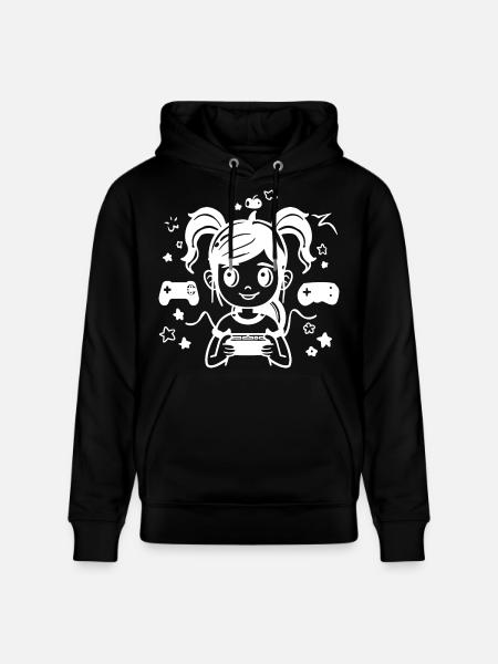 Dessin animé de fille de jeu - Sweat à capuche bio CRUISER Stanley/Stella Unisexe - noir