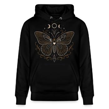 Mystischer Schmetterling - Mittsommer Magie - Stanley/Stella Unisex Bio-Hoodie CRUISER  - Schwarz - Vorne - Alina (178cm) & Michal (187cm)