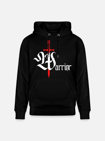 Gothic Warrior Design with Sword white text - Stanley/Stella CRUISER Unisex Organic Hoodie - black