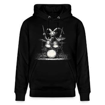 Capricorne jouant des tambours cadeau pour musicien - Sweat à capuche bio CRUISER Stanley/Stella Unisexe - noir - Devant - Alina (178cm) & Michal (187cm)